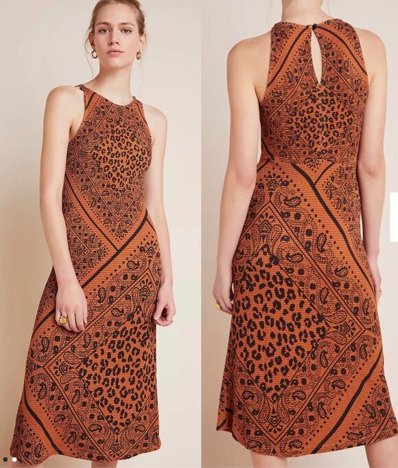 FARM Rio for Anthropologie Dresses & Skirts - 🔥Farm Rio Anthropologie Alyse Knit Leopard Print Bodycon Midi Dress Size M